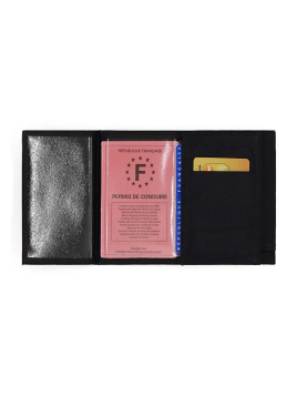 Les Ateliers Foures 954 - CUIR DE VACHETTE - NOIR portefeuille achille double fourès