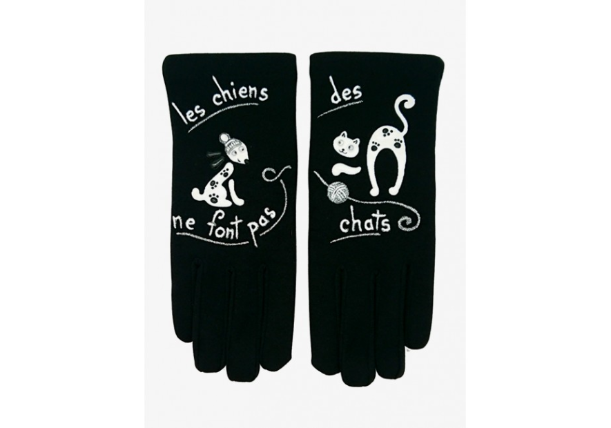 Quand les poules auront des gants GTL - POLYAMIDE - LES CHIENS NE  gants taille unique peints à la main à annecy gants femme tu
