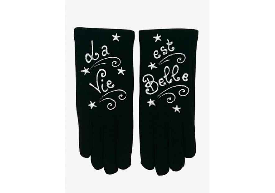 Quand les poules auront des gants GTL - POLYAMIDE - LA VIE EST BEL gants taille unique peints à la main à annecy gants femme tu