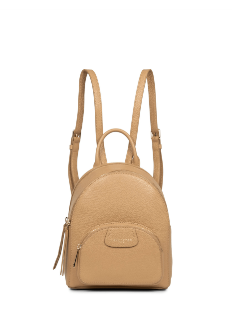 Sac à Dos En Cuir Lancaster Pour Femme - Couleur Noir, Doublure Fushia - Occasion Avec Signes D'usure