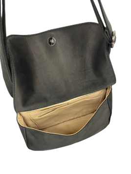 Les Ateliers Foures B339 - CUIR DE VACHETTE - NOIR sac à rabat forme selle avec bandoulière réglable Sacs à mains