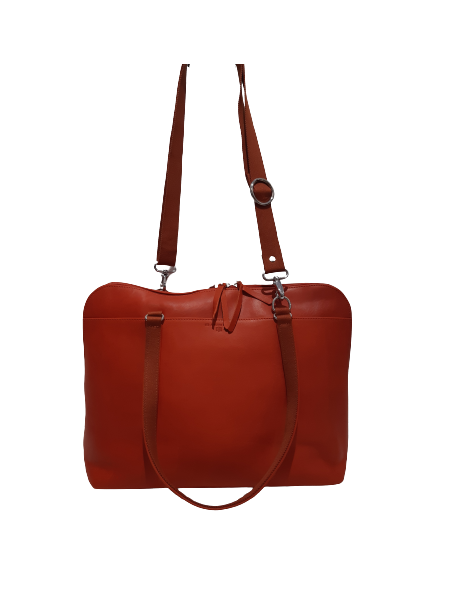 Les Ateliers Foures B559 - CUIR DE VACHETTE - ORANGE fourès-baroudeuse-shopping affaire Sac business