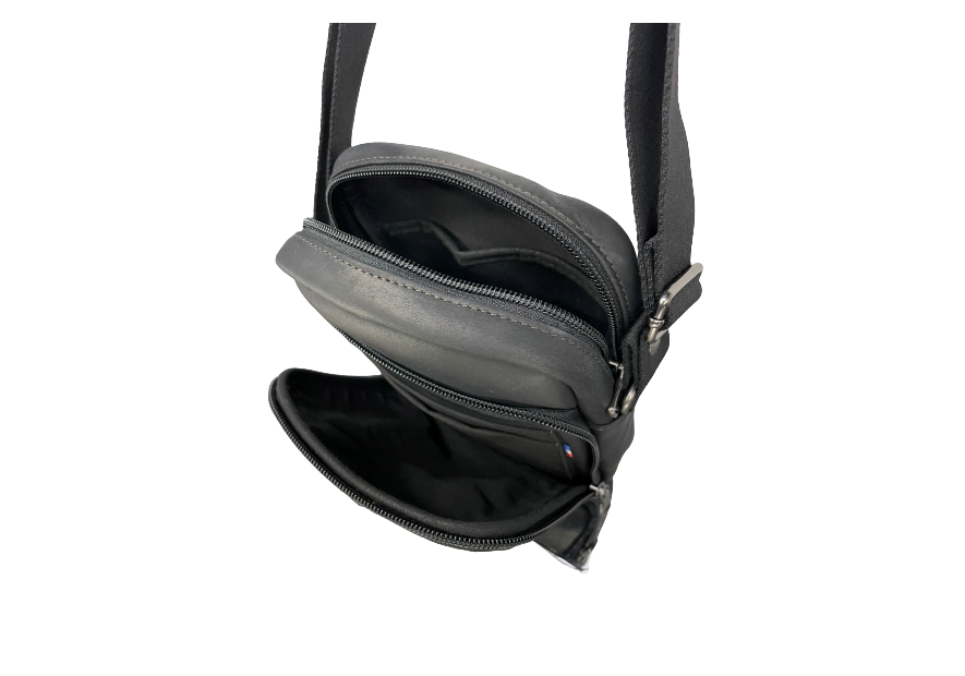 Les Ateliers Foures 9403 - CUIR DE VACHETTE - NOIR fourés-baroudeur-sac homme 230 sacoche homme