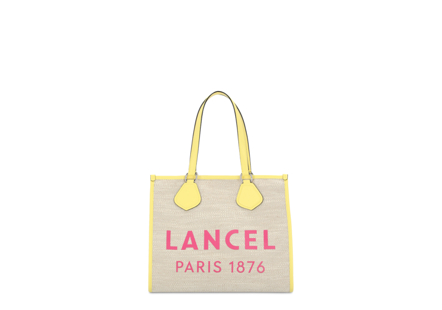 Lancel A10749 - TOILE ET CUIR - NATUREL cabas large summer tote shopping