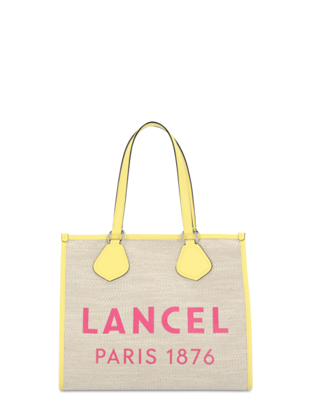 Lancel A10749 - TOILE ET CUIR - NATUREL cabas large summer tote shopping