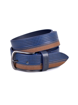 Miguel Bellido 514-35 - CUIR DE VACHETTE - COGN miguel bellido-ceinture h-bicolore 35mm Ceintures