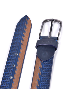 Miguel Bellido 514-35 - CUIR DE VACHETTE - COGN miguel bellido-ceinture h-bicolore 35mm Ceintures