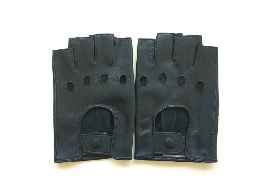 Poujade 701H - CUIR D'AGNEAU - NAVY poujade-conduite-mitaine gants homme gants homme