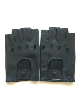 Poujade 701H - CUIR D'AGNEAU - NAVY poujade-conduite-mitaine gants homme gants homme