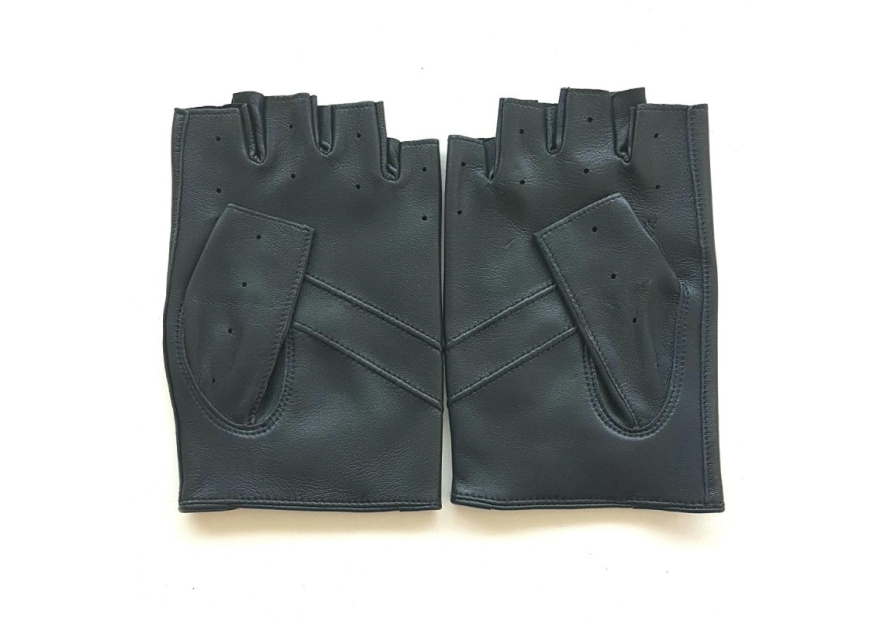 Poujade 701H - CUIR D'AGNEAU - NAVY poujade-conduite-mitaine gants homme gants homme