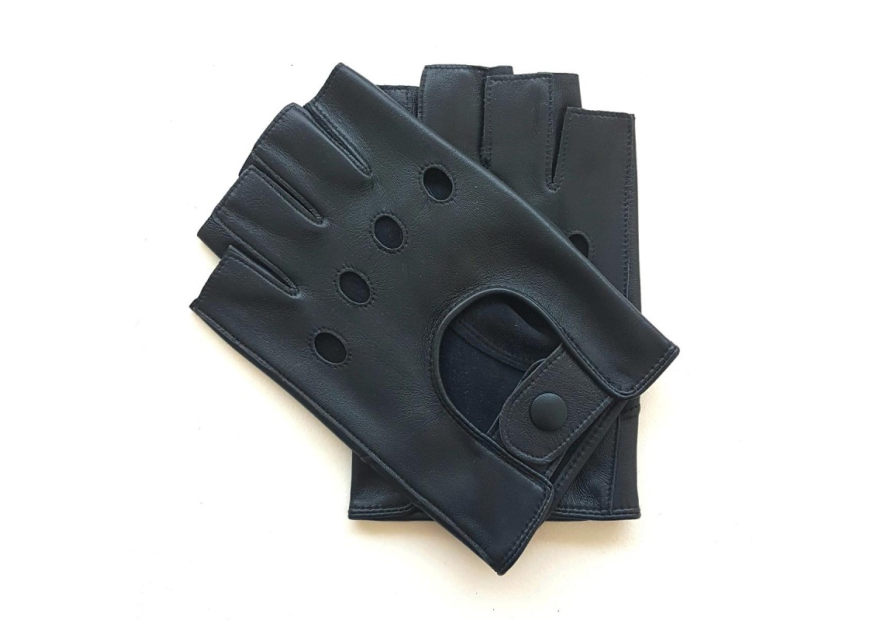 Poujade 701H - CUIR D'AGNEAU - NAVY poujade-conduite-mitaine gants homme gants homme
