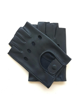 Poujade 701H - CUIR D'AGNEAU - NAVY poujade-conduite-mitaine gants homme gants homme