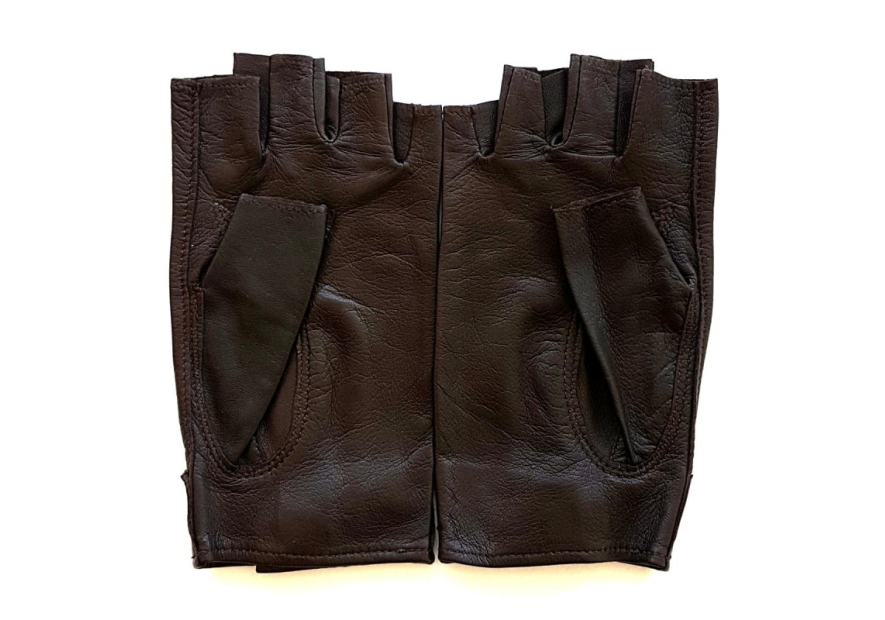Poujade P701F - CUIR D'AGNEAU - MARRON poujage-conduite-gants femme doigts coupés gants femme