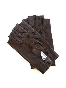 Poujade P701F - CUIR D'AGNEAU - MARRON poujage-conduite-gants femme doigts coupés gants femme