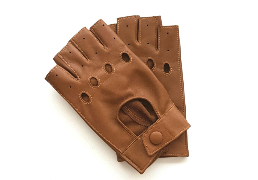 Poujade P701F - CUIR D'AGNEAU - BISCUIT poujage-conduite-gants femme doigts coupés gants femme