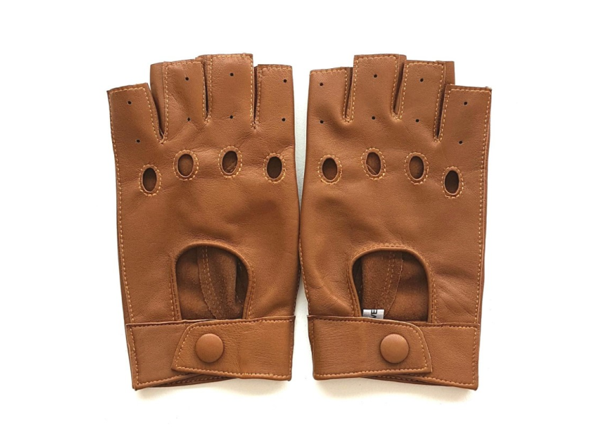 Poujade P701F - CUIR D'AGNEAU - BISCUIT poujage-conduite-gants femme doigts coupés gants femme