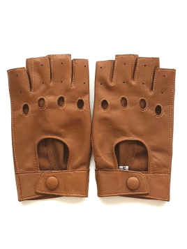 Poujade P701F - CUIR D'AGNEAU - BISCUIT poujage-conduite-gants femme doigts coupés gants femme