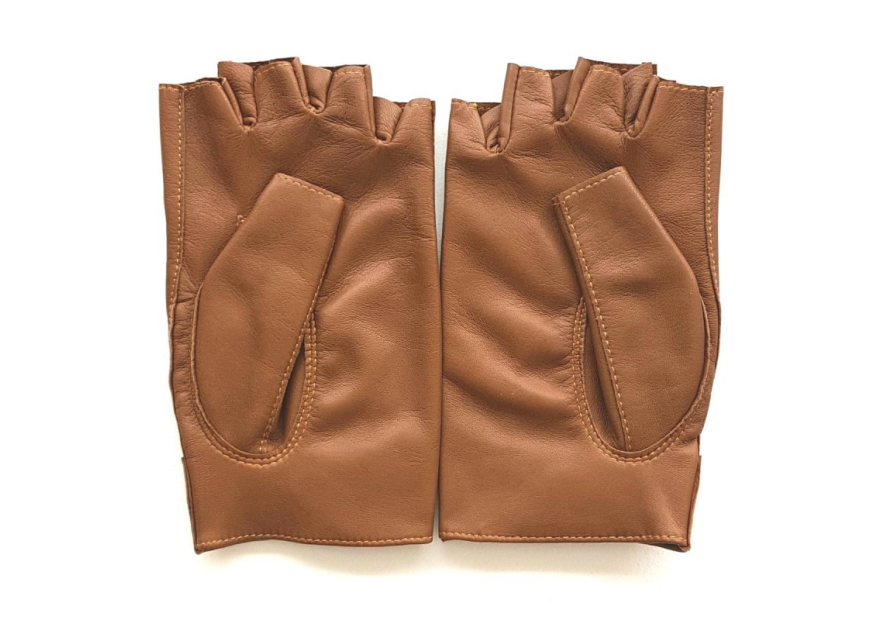 Poujade P701F - CUIR D'AGNEAU - BISCUIT poujage-conduite-gants femme doigts coupés gants femme