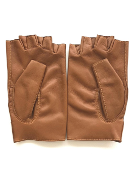 Poujade P701F - CUIR D'AGNEAU - BISCUIT poujage-conduite-gants femme doigts coupés gants femme