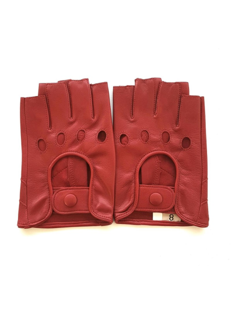 Poujade P701F - CUIR D'AGNEAU - ROUGE poujage-conduite-gants femme doigts coupés gants-femme