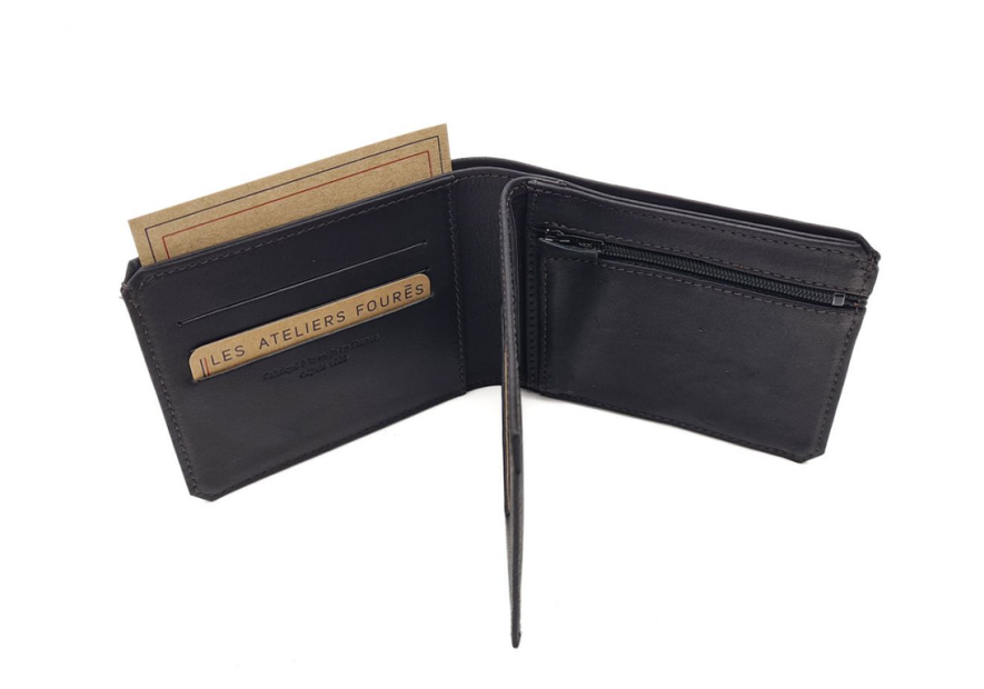 Les Ateliers Foures 960 - CUIR DE VACHETTE - NOIR fourès-baroudeur-portefeuille italien Portefeuille Homme