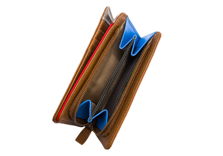 Mywalit 231 - CUIR DE VEAU - CARAMEL portefeuille zippé moyen format pmpb