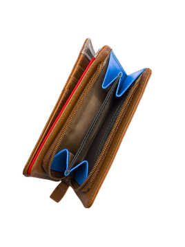 Mywalit 231 - CUIR DE VEAU - CARAMEL portefeuille zippé moyen format pmpb