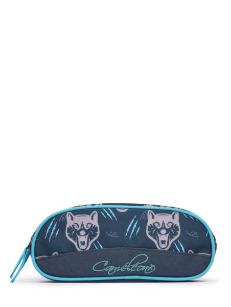 Caméléon BAS-TROU - POLYESTER - NAVY WOLF trousse 2 compartiments actual cartable Scolaire