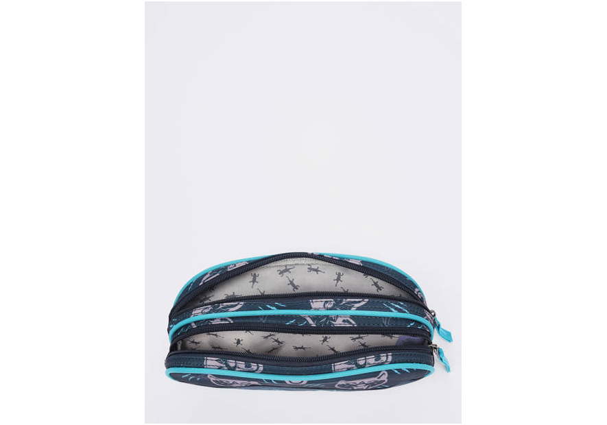 Caméléon BAS-TROU - POLYESTER - NAVY WOLF trousse 2 compartiments actual cartable Scolaire
