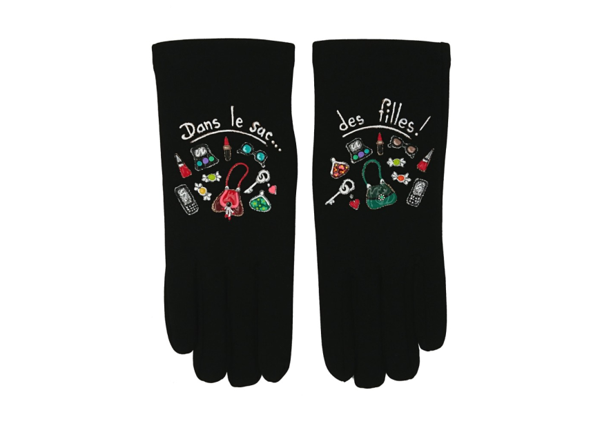 Quand les poules auront des gants GTA - POLYAMIDE - DANS LE SAC DE gants taille unique peints a la main a annecy gants femme tu