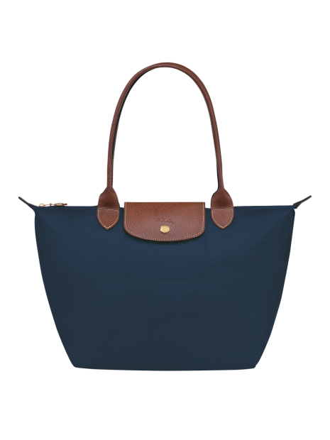 Longchamp 2605089 - NYLON ET CUIR - MARINE sac cabas m le pliage n'est pas format a4 sac-a-main-shopping-toile-ou-cuir