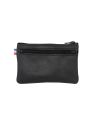 Frandi 928/5 - CUIR DE VACHETTE - NOIR porte monnaie plat zip + 2 zips extérieurs porte-monnaie-femme