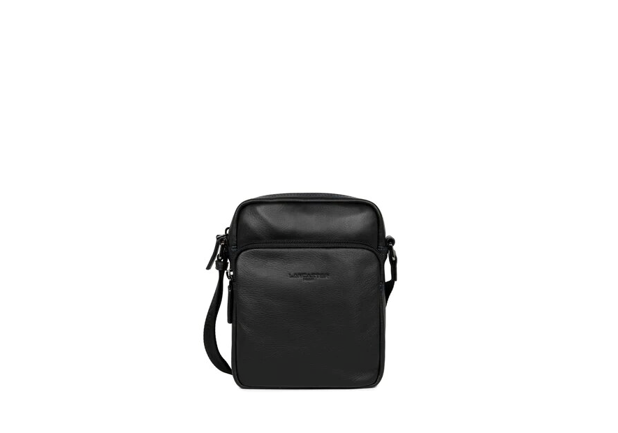 Lancaster 320-10 - CUIR DE VACHETTE - NOIR Soft Vintage - Petite sacoche sacoche homme