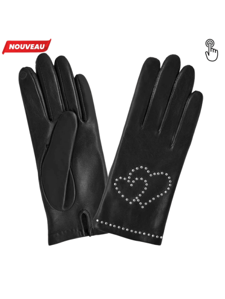 Glove Story 21548SN - CUIR D'AGNEAU/SOIE - N glove story gant femme studs coeur gants femme