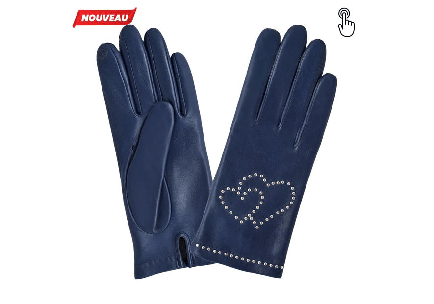 Glove Story 21548SN - CUIR D'AGNEAU/SOIE - B glove story gant femme studs coeur gants femme