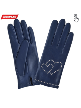 Glove Story 21548SN - CUIR D'AGNEAU/SOIE - B glove story gant femme studs coeur gants femme