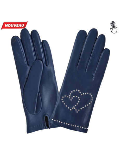 Glove Story 21548SN - CUIR D'AGNEAU/SOIE - B glove story gant femme studs coeur gants-femme