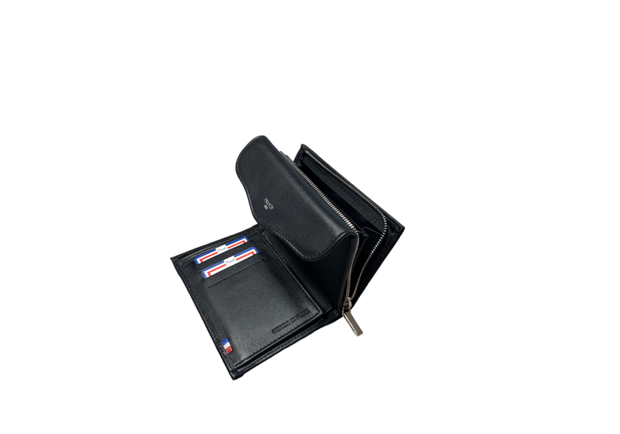 Frandi 591/03 - CUIR CLASSIQUE - NOIR frandi-cuir lisse-portefeuille femme 2 volets pmpb