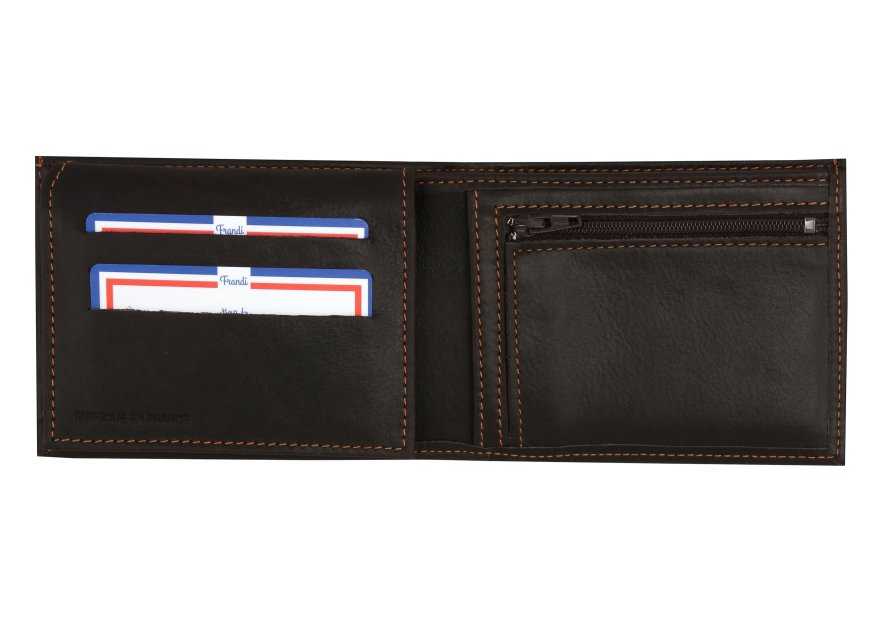 Frandi 427/5 - CUIR DE VACHETTE - NOIR frandi-authentic-portefeuille italien zip Portefeuilles