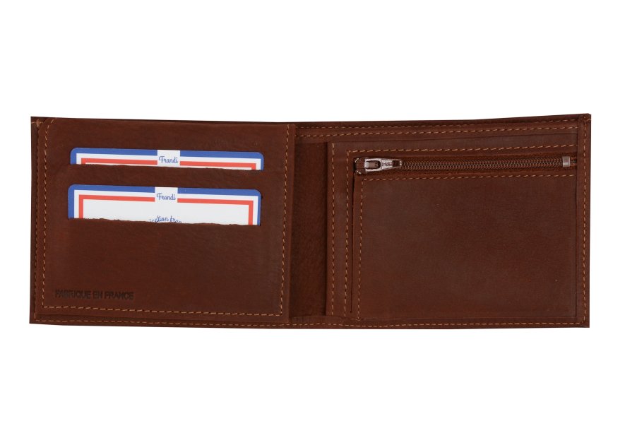 Frandi 427/5 - CUIR DE VACHETTE - COGNA frandi-authentic-portefeuille italien zip Portefeuilles