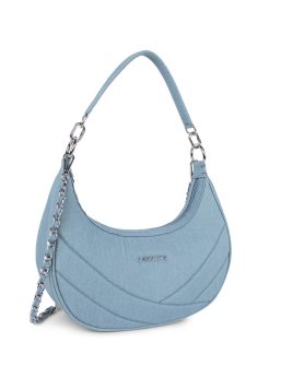 Lancaster 518-94 - POLYESTER - BLEU lancaster-jeans matelassé- demi lune porté travers Sac business