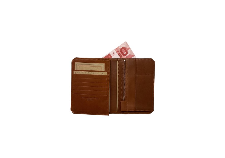 Les Ateliers Foures 9120X - CUIR DE VACHETTE - FAUVE portefeuille baroudeur prométhé Portefeuilles