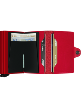 Secrid TO - CUIR DE VACHETTE - ROUGE porte cartes twinwallet aluminium et cuir