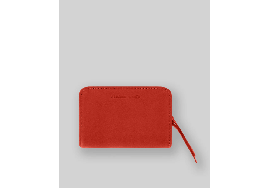 Les Ateliers Foures B23 - CUIR DE VACHETTE - ORANGE. porte monnaie et billet zip dos à dos mixte Portefeuilles