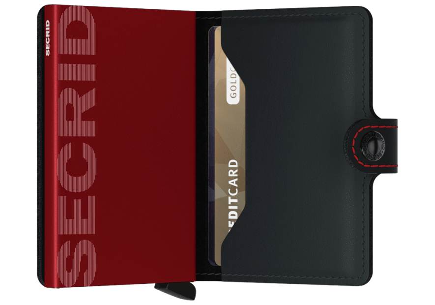 Secrid MM - CUIR DE VACHETTE - BLACK/RE porte cartes miniwallet mm