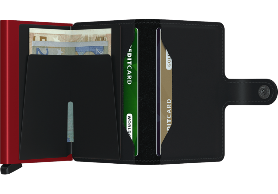 Secrid MM - CUIR DE VACHETTE - BLACK/RE porte cartes miniwallet mm