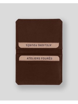 Les Ateliers Foures 9135 - CUIR DE VACHETTE - COGNAC porte 4 cartes plié en 2 baroudeur fourès Porte-cartes