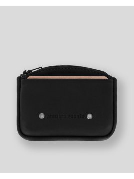 Les Ateliers Foures 9104 - CUIR DE VACHETTE - NOIR porte-monnaie zip plat avec compartiment carte Porte-monnaie