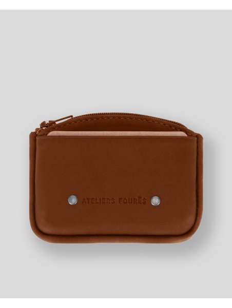 Les Ateliers Foures 9104 - CUIR DE VACHETTE - FAUVE porte-monnaie zip plat avec compartiment carte Porte-monnaie
