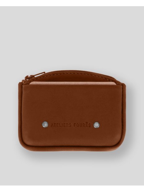 Les Ateliers Foures 9104 - CUIR DE VACHETTE - FAUVE porte-monnaie zip plat avec compartiment carte porte-monnaie-femme
